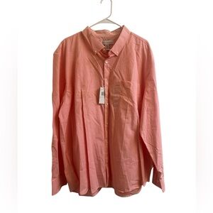 NWT Calvin Klein's Men Orange and White Long Sleeve Collared‎ Shirt Size XXL